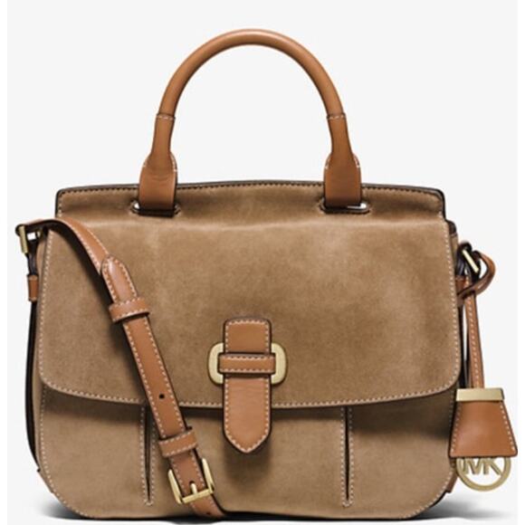 Michael Kors Suede Brown Leather Saddle Romy Bag